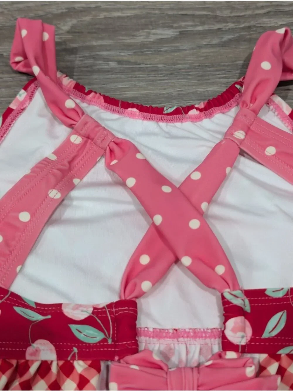 Matilda Jane Girls Sandy Springs Cherry Gingham Red Ruffle Two-Piece Swimsuit 10